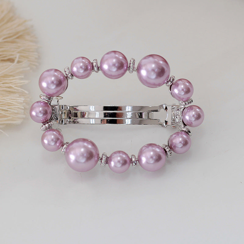 Wholesale Pearl Hollow Alloy Spring Clip with Diamond